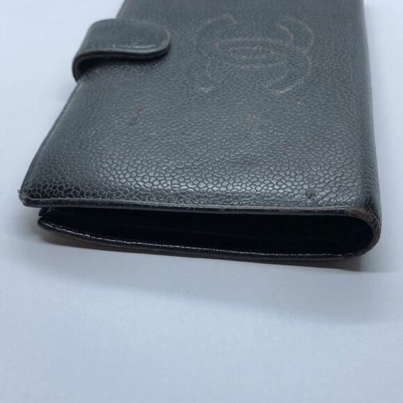 Authentic Vintage Chanel Black Caviar Leather Long Designer Wallet - Picture 9 of 16